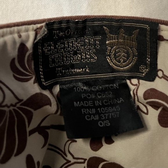 Element Crowds Muted Brown Tropical Canvas Baseball Cap w/Floral Lining - Picture 6 of 7